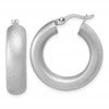 Sterling Silver Radiant Esse RH-plat Satin Sparkle Hoop Earrings