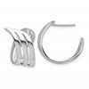 Sterling Silver RH-plated Polished Fancy J-Hoop Post Earrings