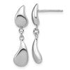 Sterling Silver RH-plated Polished Teardrop Dangle Post Earrings