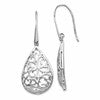 Sterling Silver Rhod-pltd Polished Cut-out Teardrop Dangle Earring