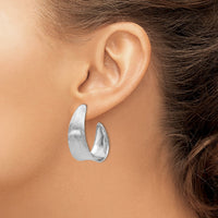 Load image into Gallery viewer, Sterling Silver RH-plated Polished and Textured Earrings
