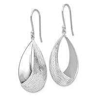 Load image into Gallery viewer, Sterling Silver RH-plated Polished and Textured Dangle Earrings
