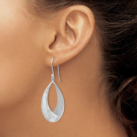 Load image into Gallery viewer, Sterling Silver RH-plated Polished and Textured Dangle Earrings
