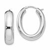 Sterling Silver RH-plated Polished Oval Hoop Earrings