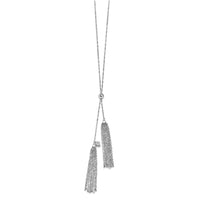 Load image into Gallery viewer, Sterling Silver RH-plat Polished Adjustable Tassel Necklace
