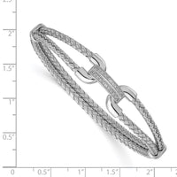 Load image into Gallery viewer, Sterling Silver Rhod-plat Polished CZ Woven Flexible Cuff
