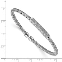 Load image into Gallery viewer, Sterling Silver Rhod-plat Polished CZ Woven Flexible Cuff
