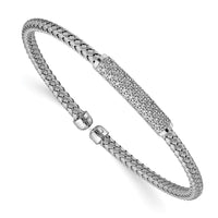 Load image into Gallery viewer, Sterling Silver Rhod-plat Polished CZ Woven Flexible Cuff
