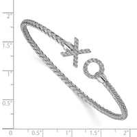 Load image into Gallery viewer, Sterling Silver Rhod-plat Polished CZ X &amp; O Woven Flexible Cuff
