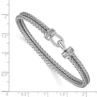 Load image into Gallery viewer, Sterling Silver Rhod-plat Polished CZ Double Woven Flexible Cuff
