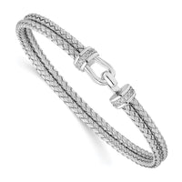 Load image into Gallery viewer, Sterling Silver Rhod-plat Polished CZ Double Woven Flexible Cuff
