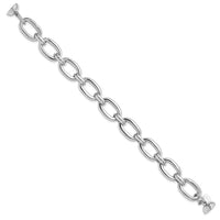 Load image into Gallery viewer, Sterling Silver Rhodium-plated Polished Fancy Link Bracelet
