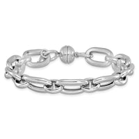 Load image into Gallery viewer, Sterling Silver Rhodium-plated Polished Fancy Link Bracelet
