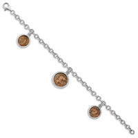 Load image into Gallery viewer, Sterling Silver Rhodium-plated Bronze Roman Coin Bracelet
