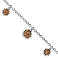 Load image into Gallery viewer, Sterling Silver Rhodium-plated Bronze Roman Coin Bracelet
