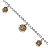 Load image into Gallery viewer, Sterling Silver Rhodium-plated Bronze Roman Coin Bracelet
