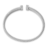 Load image into Gallery viewer, Sterling Silver Rhodium-plated CZ Polished Bangle
