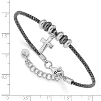 Load image into Gallery viewer, Sterling Silver Rhod and Ruth-plated Cross w/ 1in ext Bracelet
