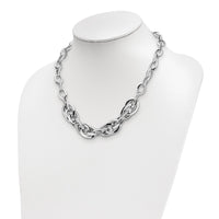 Load image into Gallery viewer, Sterling Silver Rhodium-plated Polished Fancy Link Necklace
