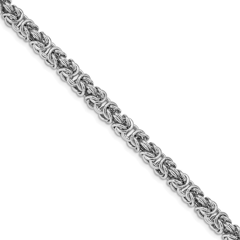 Sterling Silver Rhodium-plated w/ .5in ext Byzantine Bracelet