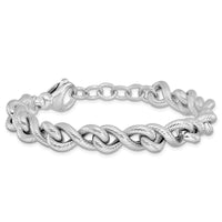 Load image into Gallery viewer, Sterling Silver Rhodium-plated Textured w/ .5in ext. Bracelet
