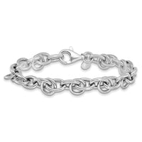 Load image into Gallery viewer, Sterling Silver Rhodium-plated Polished Fancy Link Bracelet
