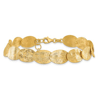 Load image into Gallery viewer, Sterling Silver Gold-tone Textured w/2in ext Bracelet

