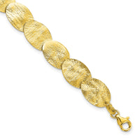 Load image into Gallery viewer, Sterling Silver Gold-tone Textured w/2in ext Bracelet
