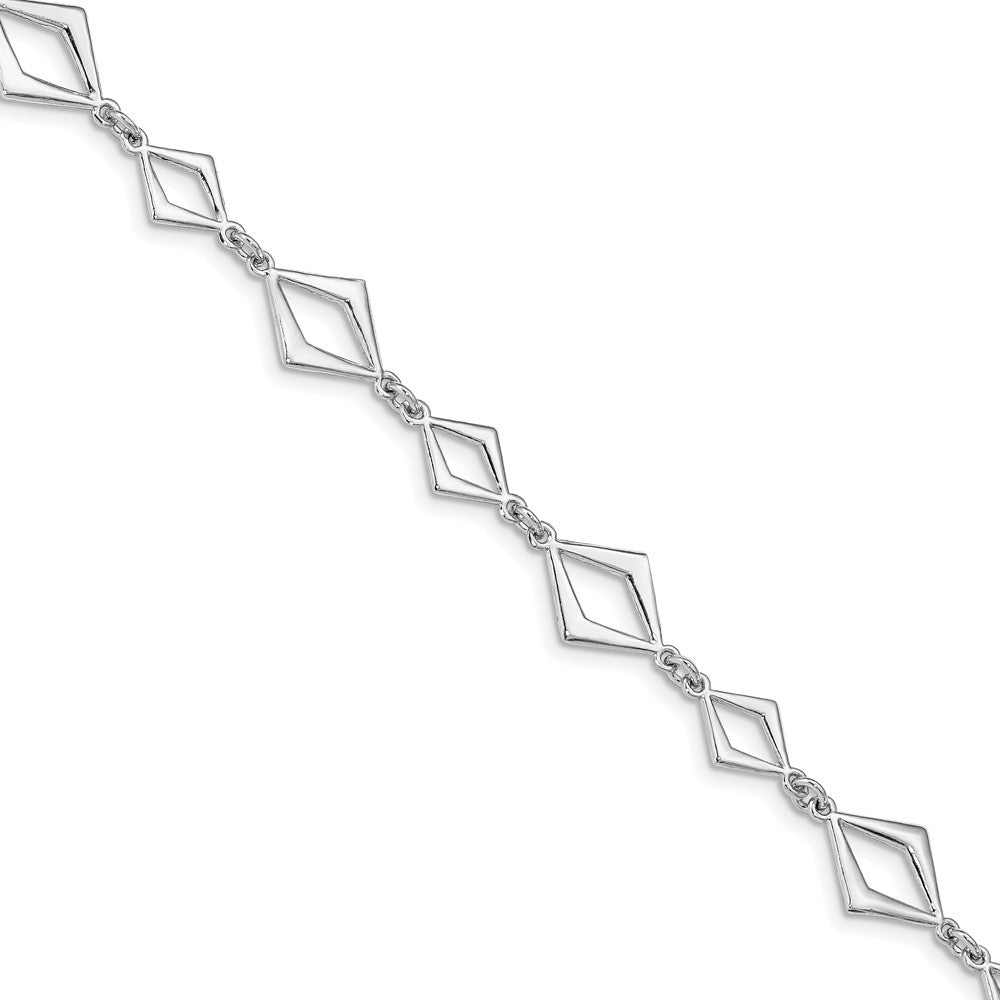 Sterling Silver Rhodium-plated Polished w/ .75in ext Bracelet