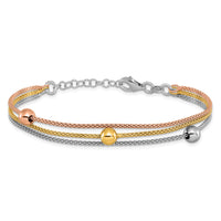 Load image into Gallery viewer, Sterling Silver Rose &amp; Yellow Gold-plated w/ 1in ext Bracelet
