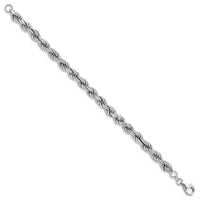 Load image into Gallery viewer, Sterling Silver Rhodium-plated Polished Fancy Rope Bracelet
