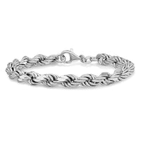 Load image into Gallery viewer, Sterling Silver Rhodium-plated Polished Fancy Rope Bracelet
