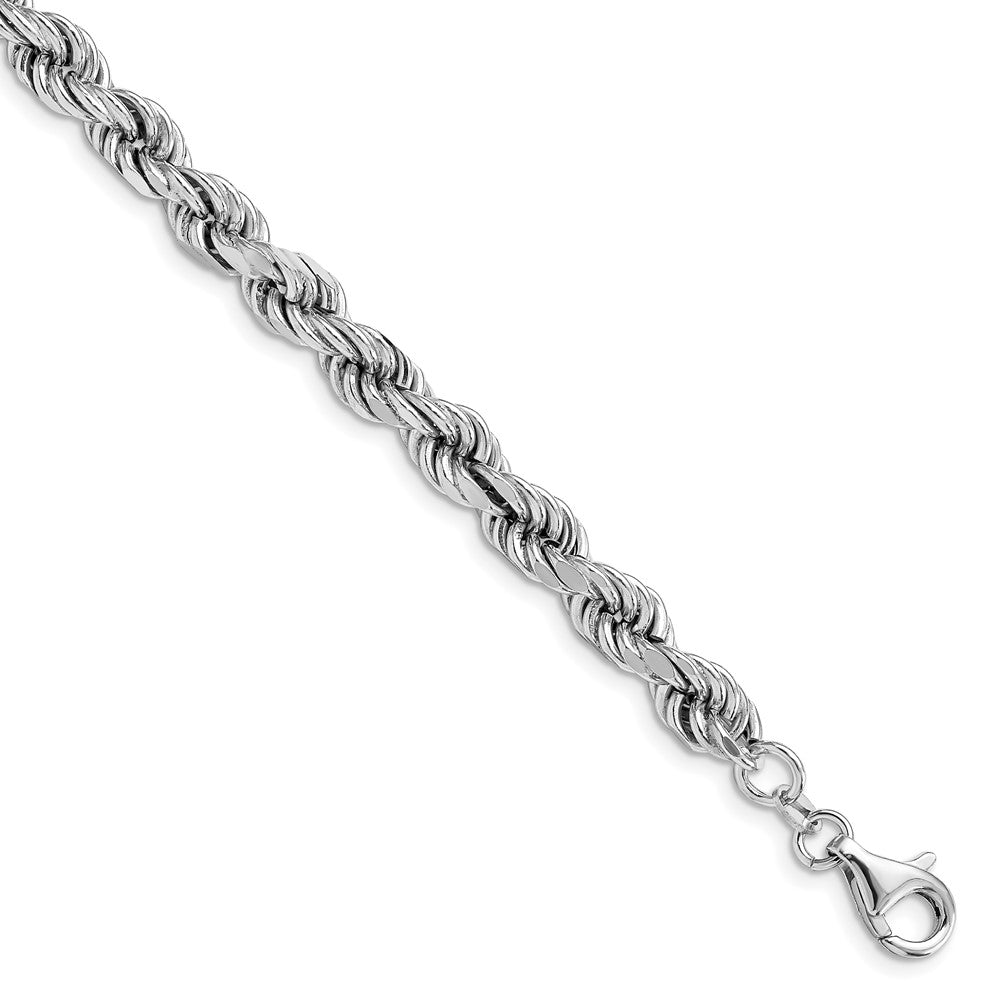 Sterling Silver Rhodium-plated Polished Fancy Rope Bracelet