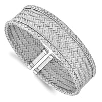 Load image into Gallery viewer, Sterling Silver RH-plated Polished Flexible Cuff
