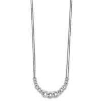 Load image into Gallery viewer, Sterling Silver Rhod-pl Textured Link 2 strand w/ 2in ext Necklace
