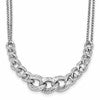 Sterling Silver Rhod-pl Textured Link 2 strand w/ 2in ext Necklace