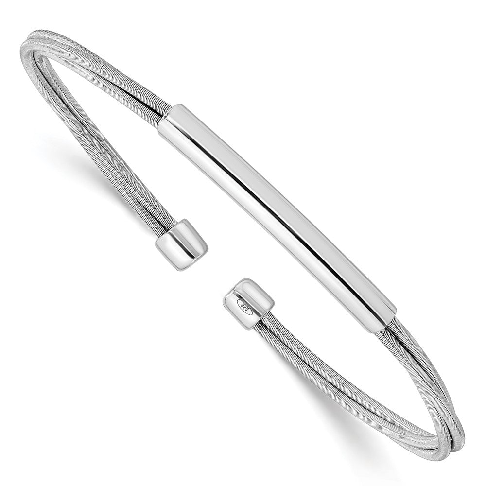 Sterling Silver Rhodium-plated Cuff Bangle