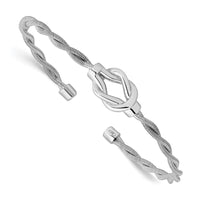Load image into Gallery viewer, Sterling Silver Rhodium-plated Twisted Cuff Bangle
