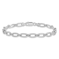 Load image into Gallery viewer, Sterling Silver Rhod-plated Textured Fancy Link Bracelet
