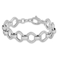 Load image into Gallery viewer, Sterling Silver Rhod-plated Polished Texture w .5in ext Bracelet
