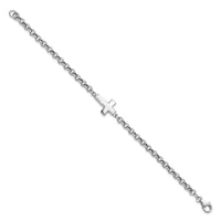 Load image into Gallery viewer, Sterling Silver Rhodium-plated Cross Rolo Bracelet
