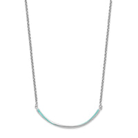 Load image into Gallery viewer, Sterling Silver Rhodium-pl Aqua Enameled w/1.5in ext. Necklace
