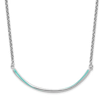 Load image into Gallery viewer, Sterling Silver Rhodium-pl Aqua Enameled w/1.5in ext. Necklace
