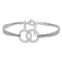 Load image into Gallery viewer, Sterling Silver Rh-plated Polished Multi-strand w/1in ext Bracelet
