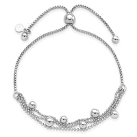 Load image into Gallery viewer, Sterling Silver Rhodium-plated Beaded Multi-strand Bolo Bracelet

