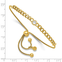 Load image into Gallery viewer, Sterling Silver Gold-tone Polished CZ Bolo Bracelet
