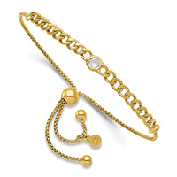 Load image into Gallery viewer, Sterling Silver Gold-tone Polished CZ Bolo Bracelet
