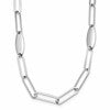Sterling Silver Rhodium-plated Polished Flat Oval Link Necklace