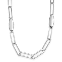 Load image into Gallery viewer, Sterling Silver Rhodium-plated Polished Flat Oval Link Necklace
