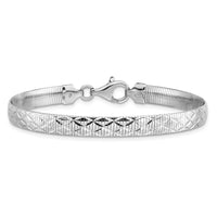 Load image into Gallery viewer, Sterling Silver Rhod-plated Polished Textured Reversible Bracelet
